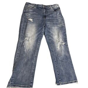 Risen Jeans Womens  Vintage Washed Straight Leg Jeans Women's 32x26 Distressed